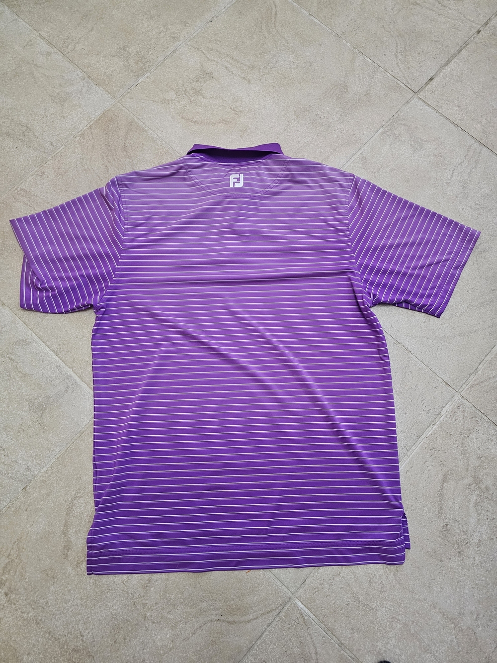 FootJoy FJ Men's Medium Purple Striped Golf Polo Shirt Stretch Performance 1926 - Picture 2 of 5